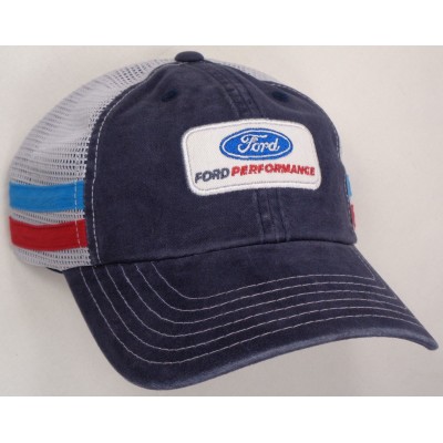 Hat Cap Ford Performance Patch Racing White Mesh Red Blue Stripes CF  eb-83322792